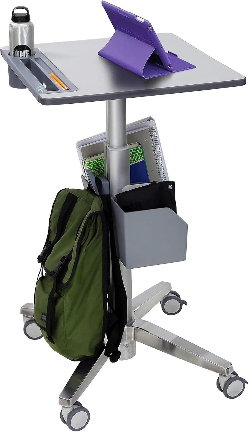 Ergotron – LearnFit Mobile Standing Desk, Adjustable Height Small Rolling Laptop Computer Sit Stand Desk with Wheels for Classroom, Office, Medical or Home Use – Adjusts from 29 to 45 Inches – Grey