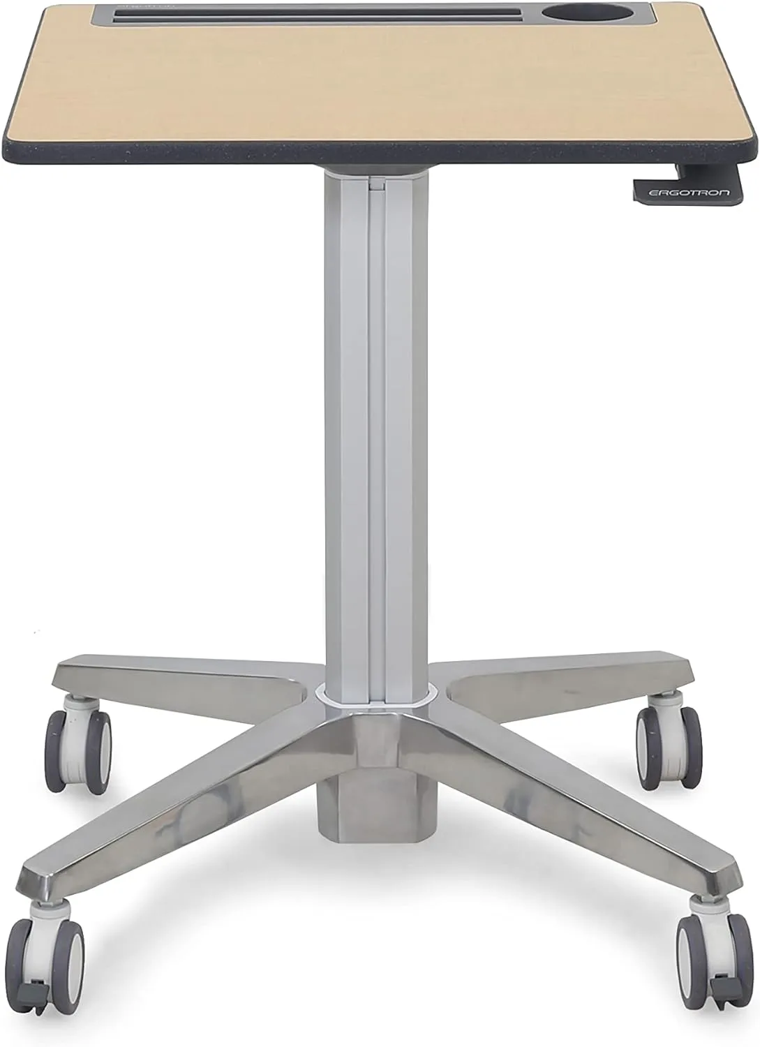 Ergotron – Mobile Standing Desk, Adjustable Height Small Rolling Laptop Computer Sit Stand Desk with Wheels for Classroom, Office, Medical or Home Use – Adjusts from 29 to 45 Inches – Maple