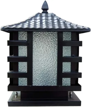 European Bronze Antique Victoria Glass Lantern Column Light American Retro E27 Aluminum Outdoor Waterproof Table Lamp Street Light Villa Garden Post Door Light Stadium (Color : Black_XL)