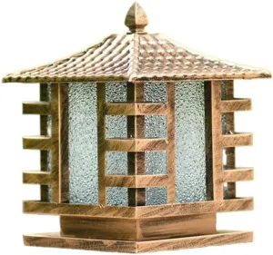 European Bronze Antique Victoria Glass Lantern Column Light American Retro E27 Aluminum Outdoor Waterproof Table Lamp Street Light Villa Garden Post Door Light Stadium (Color : Bronze_L)