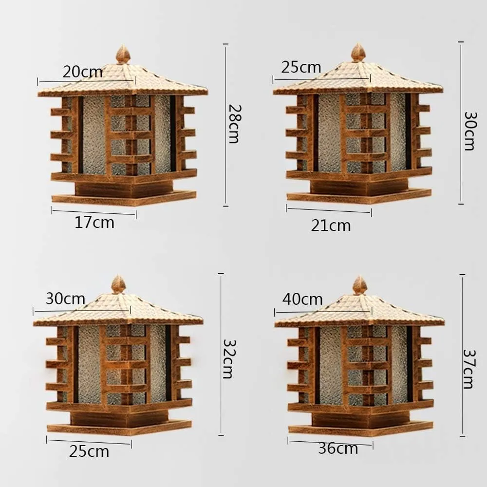 European Bronze Antique Victoria Glass Lantern Column Light American Retro E27 Aluminum Outdoor Waterproof Table Lamp Street Light Villa Garden Post Door Light Stadium (Color : Bronze_XL)