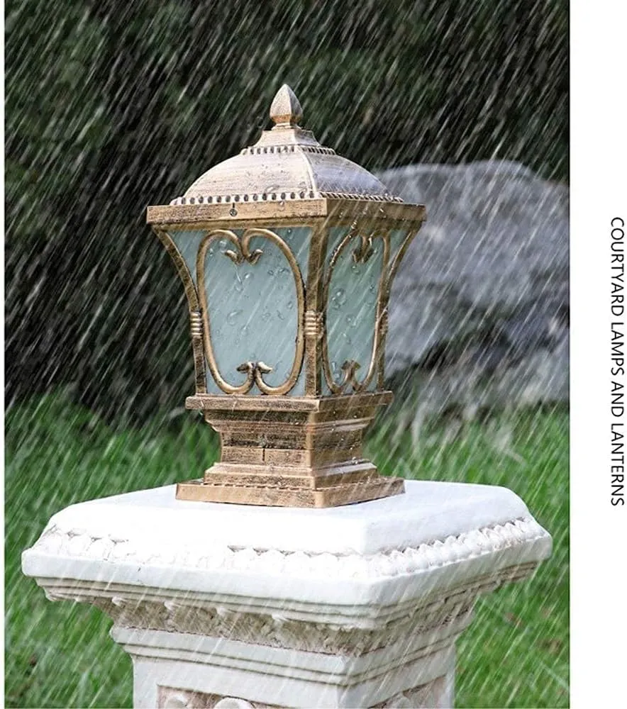 European Garden Villa Stigma lamp, Lawn Wall Outdoor Stigma lamp, Door Post Waterproof Stigma lamp, Garden E27 die-cast Aluminum Frosted Glass Pole Lantern Street lamp Garden lamp