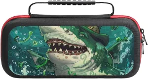 Evil Shark St Patrick's Day Portable Protective Shell Compatible with Switch Case Hard Travel Tote Bag with 20 Game Cartridges