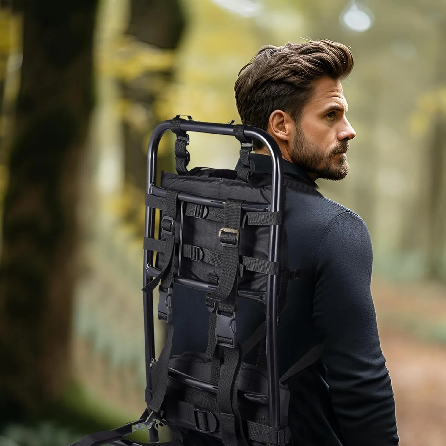 External Frame Hiking Backpacks,Pack Frames for Hunting,Aluminum Pack Frame,Frame Backpack Can Load 132Lbs,Portable Backpack Frame for Hiking,Travel,Mountaineering,Hunting,Black