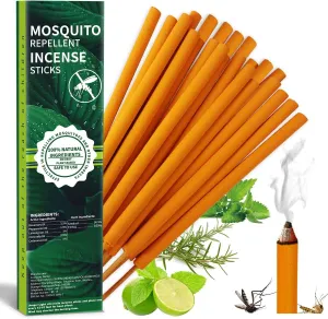 Extra Large Mosquito Repellent Sticks 24 Pack, Natural Citronella Oil Outdoor Patio Indoor Use Long-Lasting 2-Hour Burn Time, Insect & Pest Repellers