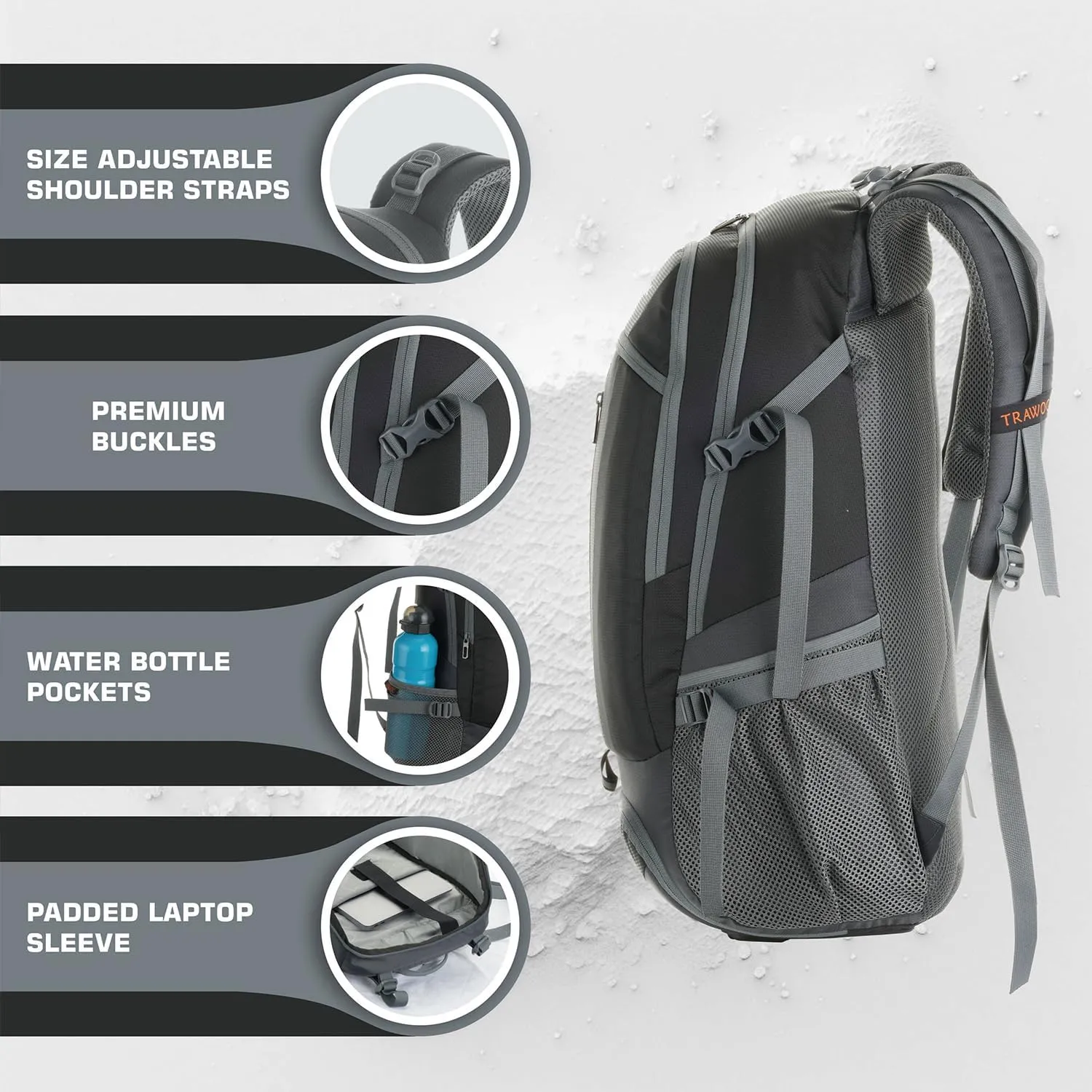 FALCON 40 L Travel Laptop Backpack for Men and Women, Casual Daypack with Rain Cover Hiking,Trekking, Travelling Bag