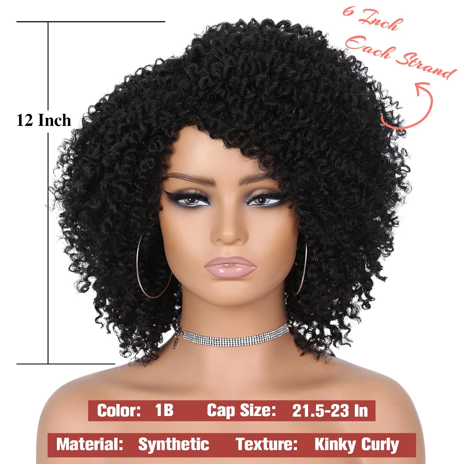 Fancy Hair Short Kinky Curly Wigs Side Part Afro Yanky Twist Wigs for Black Women Synthetic Twist Out Wig Natural Hairstyle for Daily Use (1B)