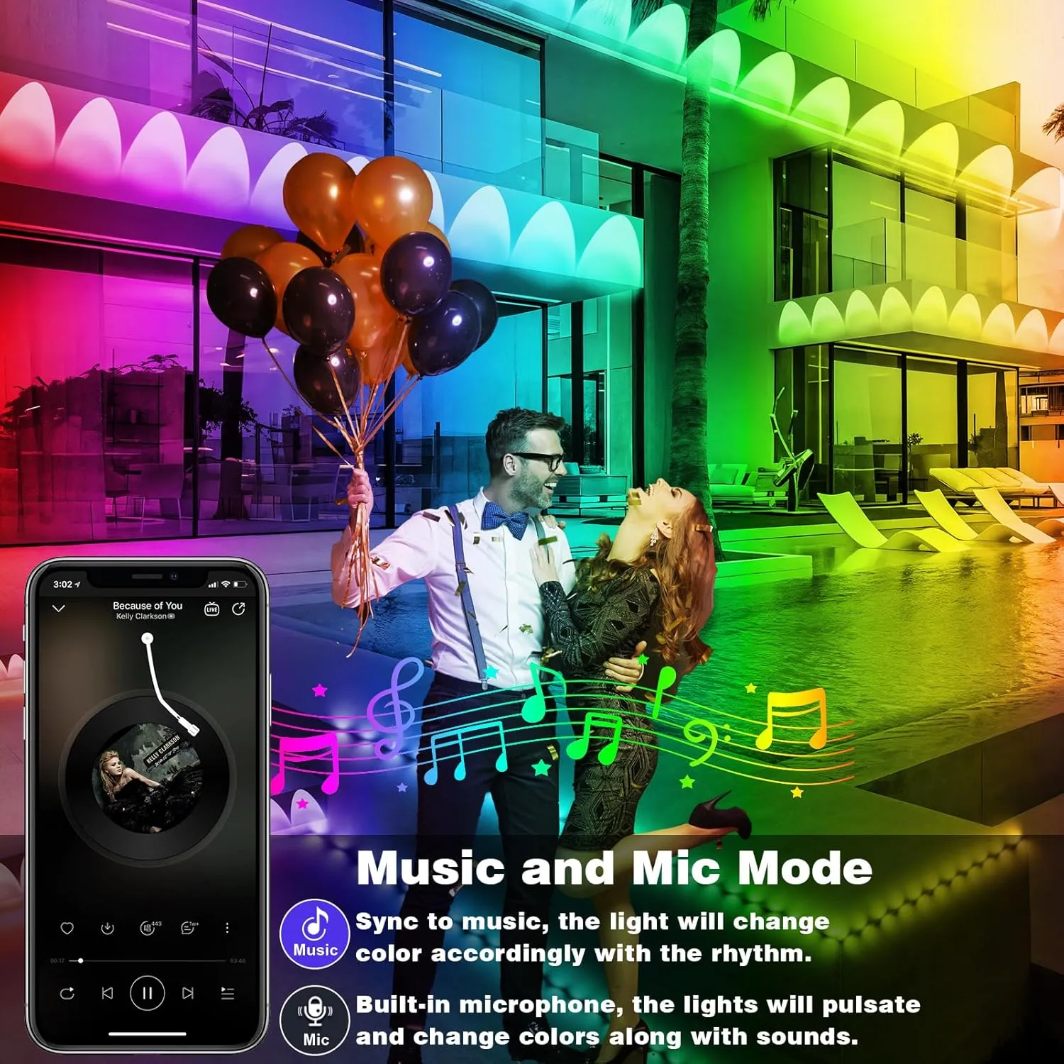 FBZ 150FT Permanent Outdoor RGB Lights - IP67 Waterproof with Smart App Control Remote, DIY Scene Modes, Music Synchronization, Eaves Lights for Garden Decor, Deck, Christmas