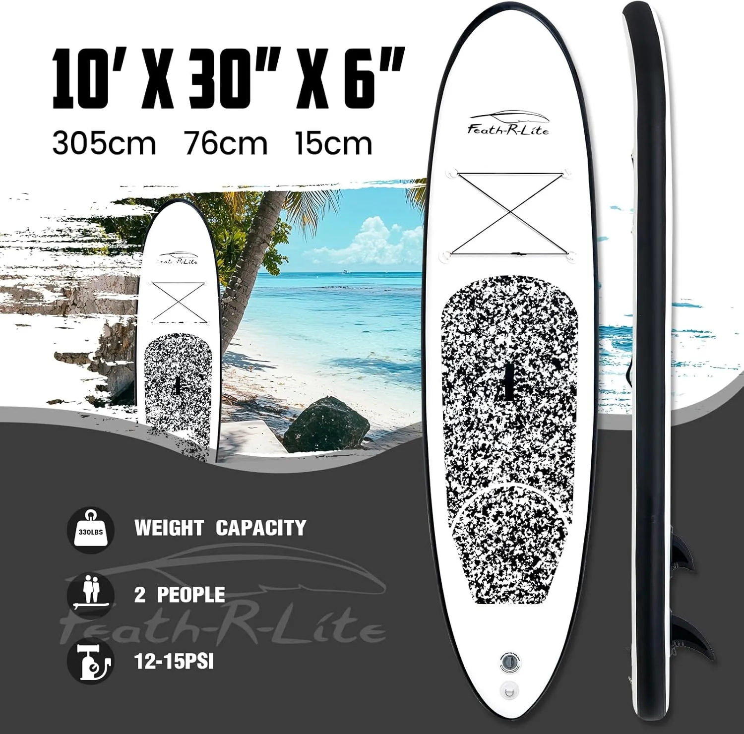 FEATH-R-LITE Inflatable Ultra-Light 10'×30''/10'6''×33'' Stand Up Paddle Board for All Skill Levels with Premium SUP Paddleboard Accessories,Non-Slip Comfort Deck for Youth & Adults