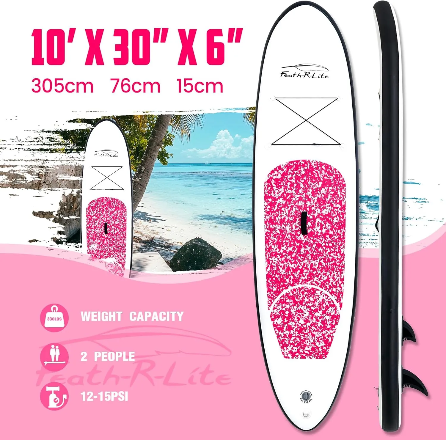 FEATH-R-LITE Inflatable Ultra-Light 10'×30''/10'6''×33'' Stand Up Paddle Board for All Skill Levels with Premium SUP Paddleboard Accessories,Non-Slip Comfort Deck for Youth & Adults