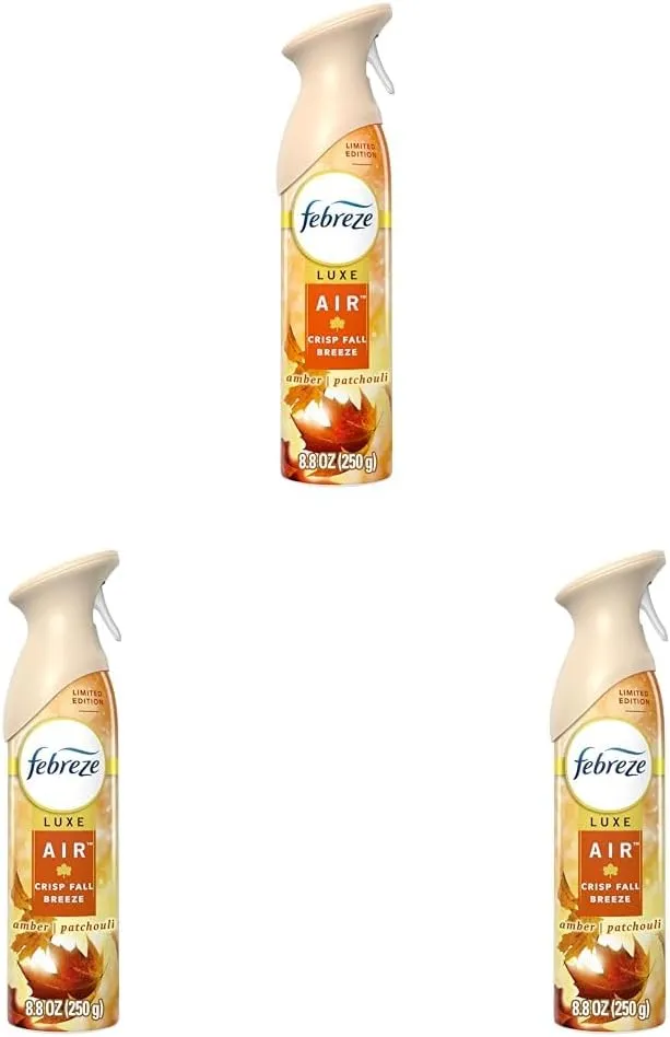 Febreze Air Mist Air Freshener Spray, Odor-Fighting Room Spray, Air Fresheners for Home and Bathroom and Kitchen, Aerosol Can, Crisp Fall Breeze Scent, 8.8oz, 1 Count (Pack of 3)