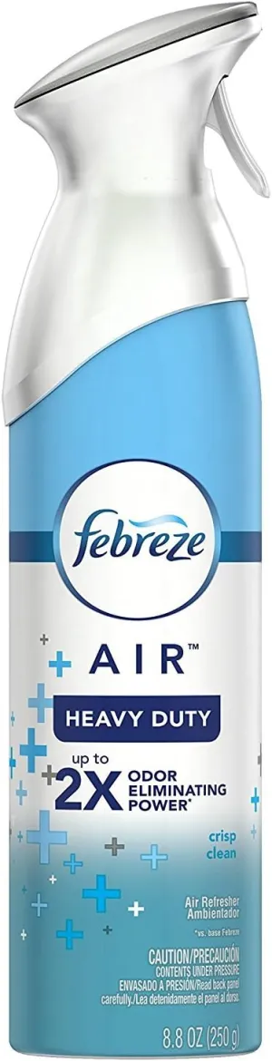 Febreze Air Mist Air Freshener Spray, Odor-Fighting Room Spray, Air Fresheners for Home and Bathroom and Kitchen, Aerosol Can, Heavy Duty Crisp Clean Scent, 8.8oz, 6 Count