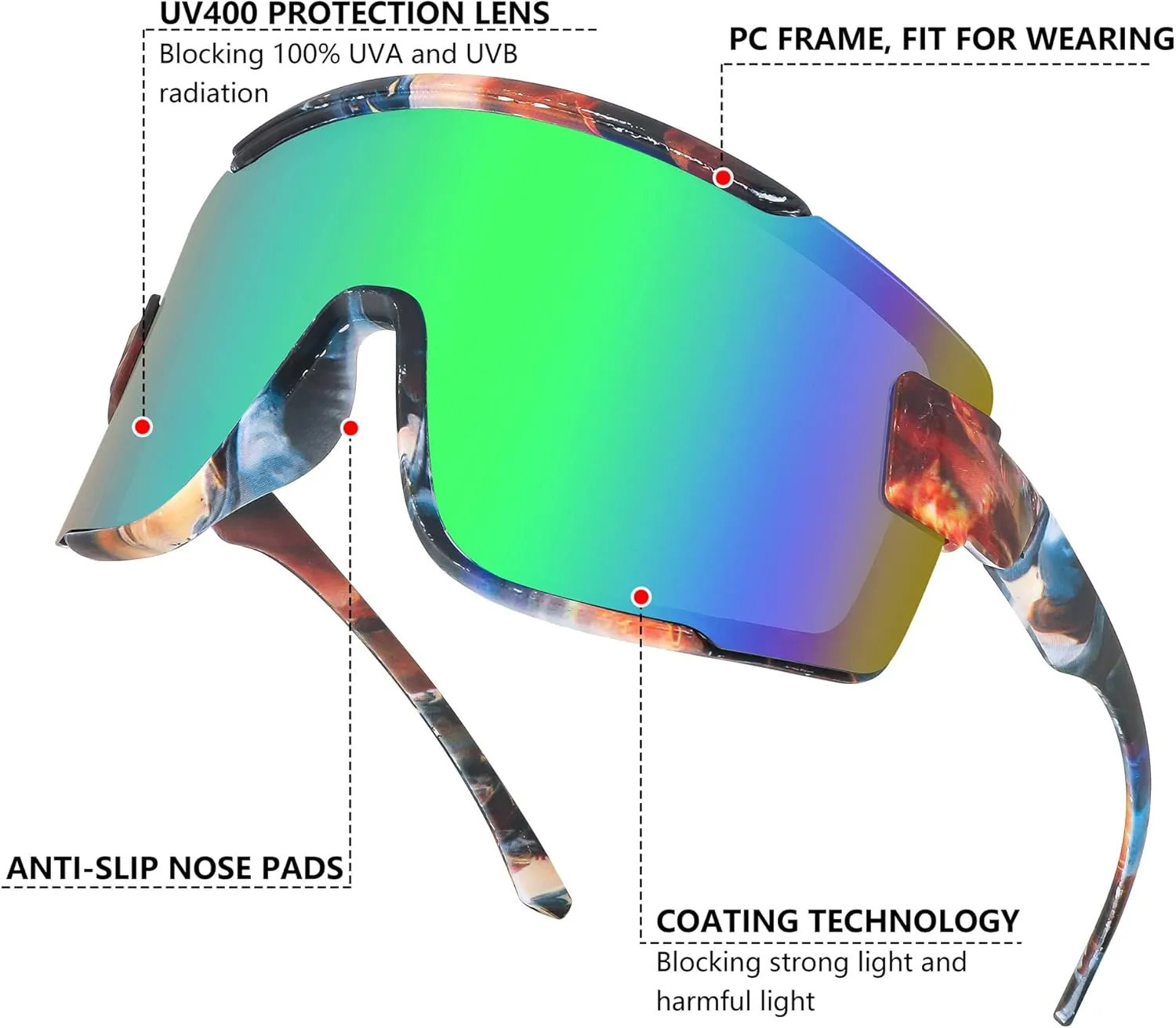 FEISEDY Cycling Glasses Men Women Sport Sunglasses 80s ski Goggles Driving Fishing Biking Sunglasses UV Protection B2944