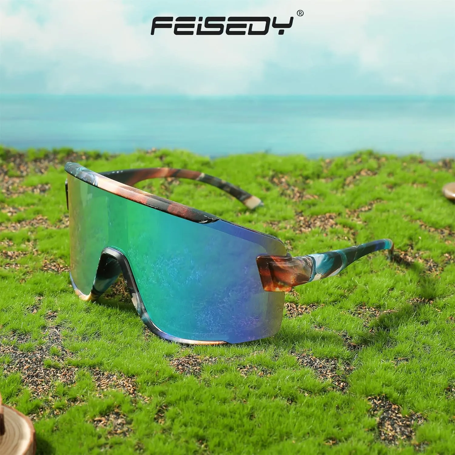 FEISEDY Cycling Glasses Men Women Sport Sunglasses 80s ski Goggles Driving Fishing Biking Sunglasses UV Protection B2944