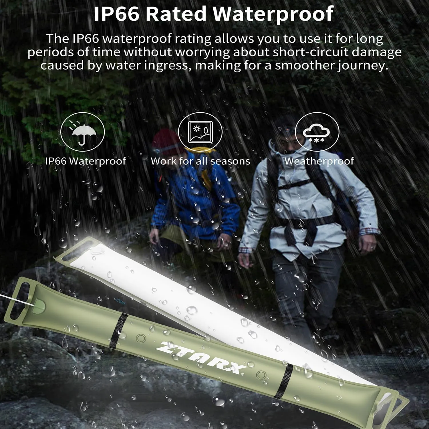 FELICON Corded Plug-in Model Camping Tent Light Bar IP66 Waterproof LED Tube, Foldable Inflatable Outdoor Lights Suitable for Camping, Hiking, Traveling, Party