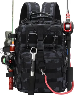 Fishing Tackle Backpack, Military Tactical Backpack Tactical Sling Pouch Fishing Tackle Storage Bag Fish Gear Bag Molle Assault Pack Tactical Hiking Rucksack (Blue)