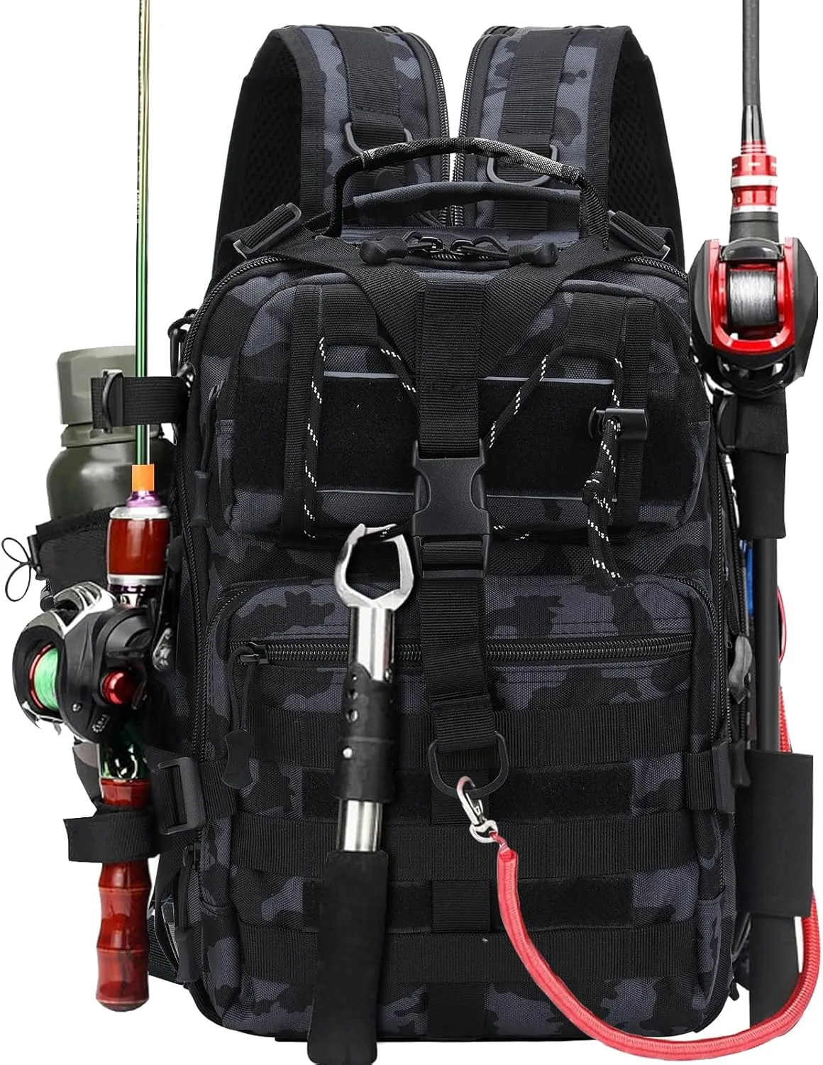 Fishing Tackle Backpack, Military Tactical Backpack Tactical Sling Pouch Fishing Tackle Storage Bag Fish Gear Bag Molle Assault Pack Tactical Hiking Rucksack (Blue)