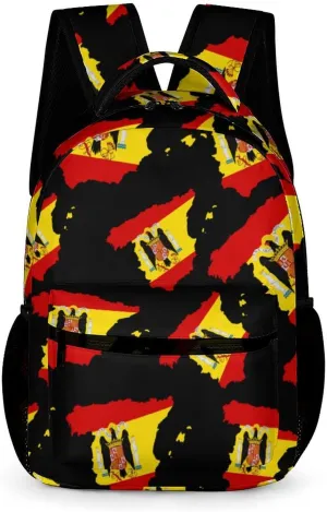 Flag Map of Spain Printed Travel Backpack Lightweight Daypack Shoulder Bag for Men Women Travel Camping