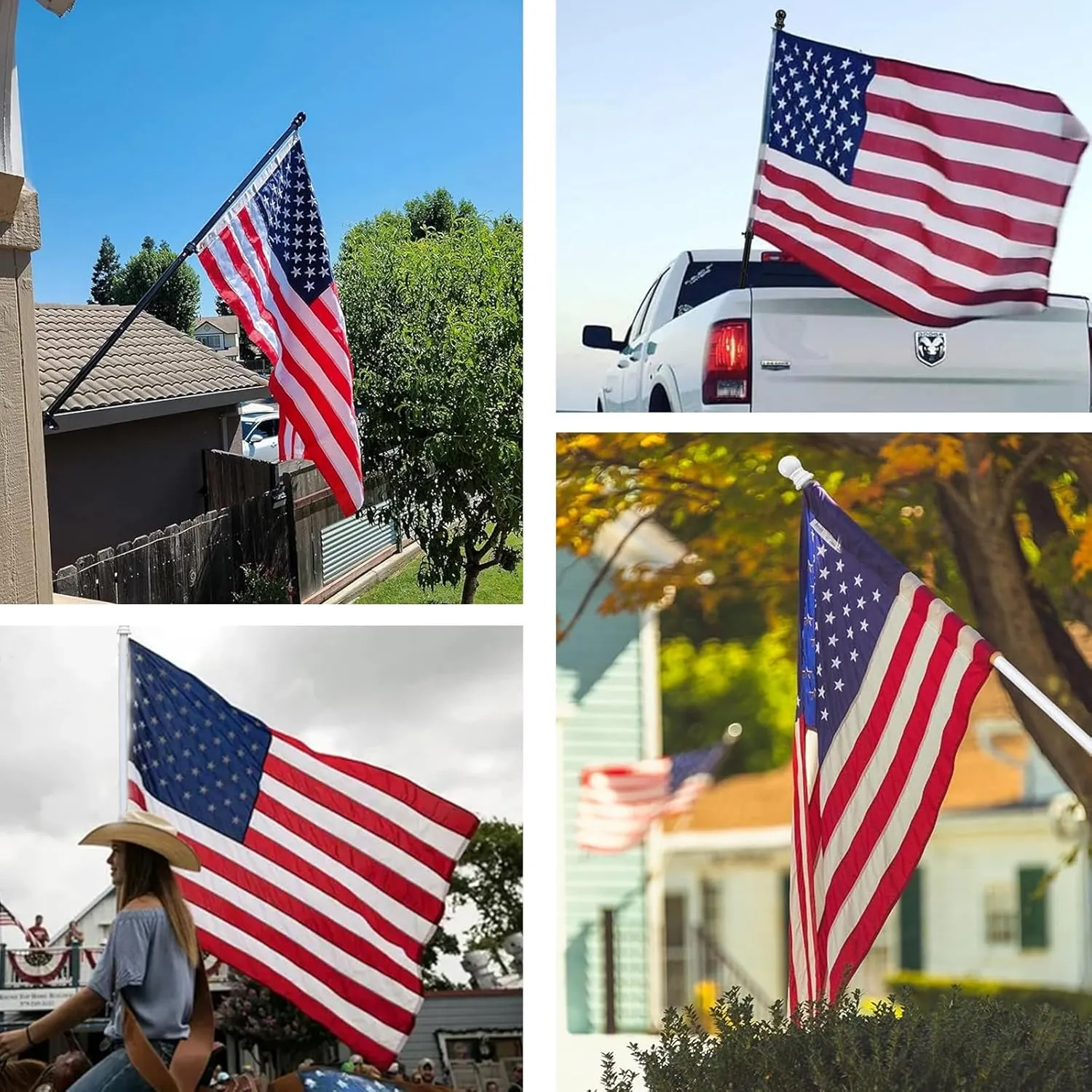 Flag Pole - Upgraded Bracket Holder,6 FT Heavy Duty Stainless Steel Flagpole for Outside House,Tangle Free Spinning Flag Pole Kit Wall Mount for Residential Commercial Outdoor Porch,Black