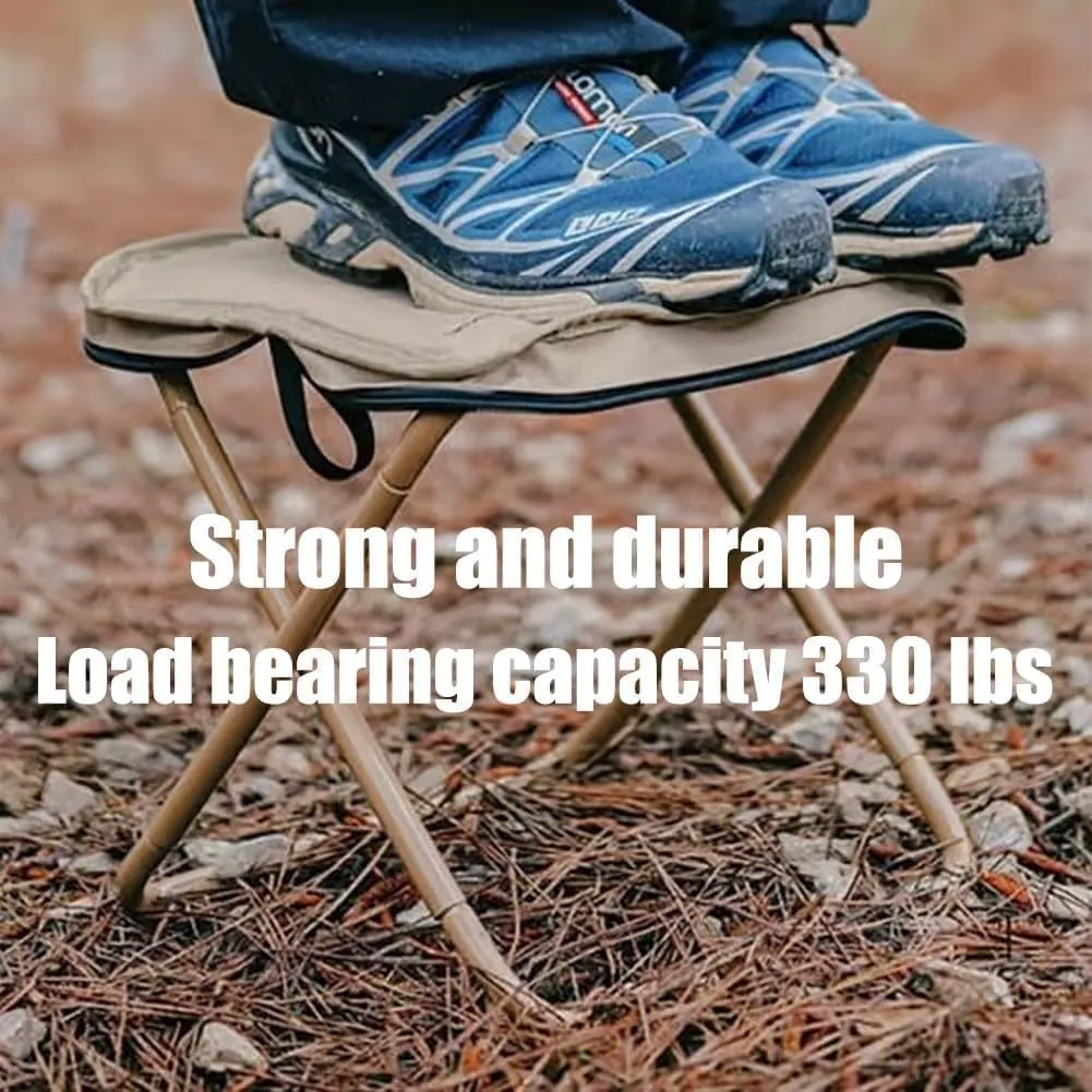 Foldable Backpack Stool, Portable Mini Outdoor Camping Folding Seat with Adjustable Shoulder Strap, Compact Ultra-Lightweight Collapsible Chair for Mountaineering, Hiking, Fishing (Black-L)