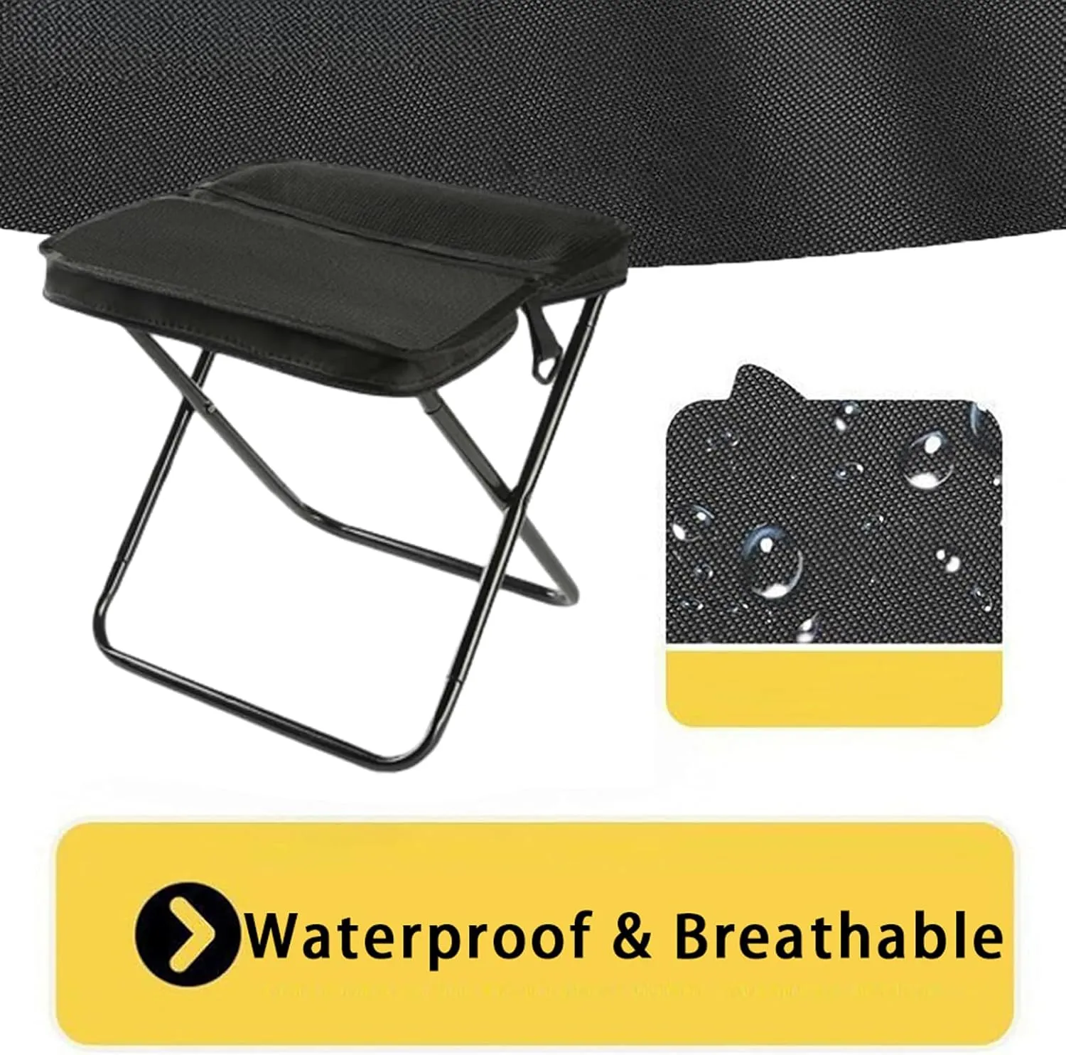 Foldable Backpack Stool, Portable Mini Outdoor Camping Folding Seat with Adjustable Shoulder Strap, Compact Ultra-Lightweight Collapsible Chair for Mountaineering, Hiking, Fishing (Black-L)
