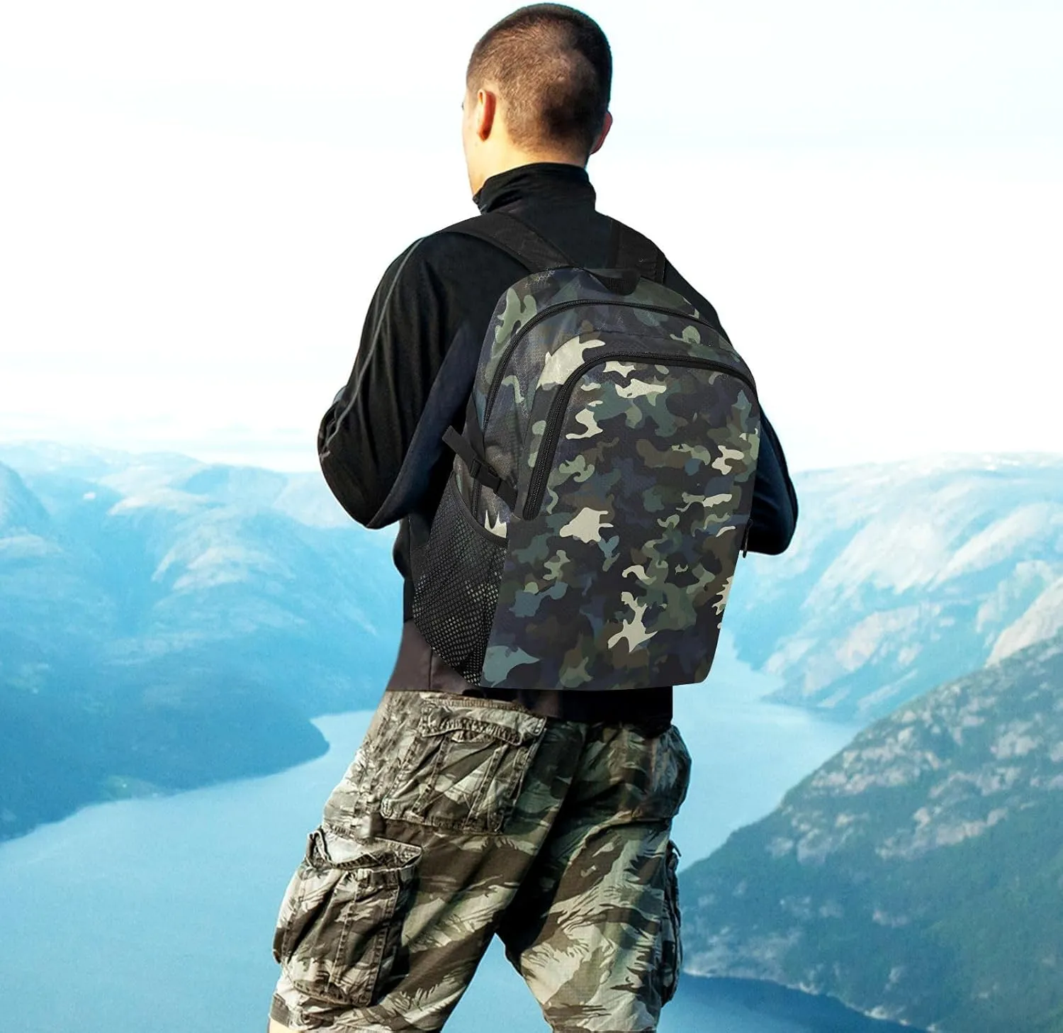 Foldable Hiking Backpack with Camouflage Design - Waterproof Collapsible Daypack for Outdoor Travel, 28.5L Lightweight Packable Backpack Organizes Essentials(11.2x18.5in)