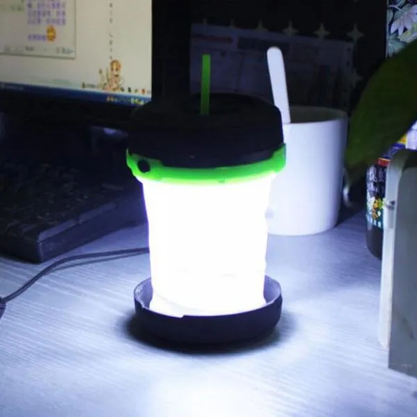 Foldable Mini LED Camping Lights Outdoor Waterproof Night Lighting Fishing Hiking Lamp Green