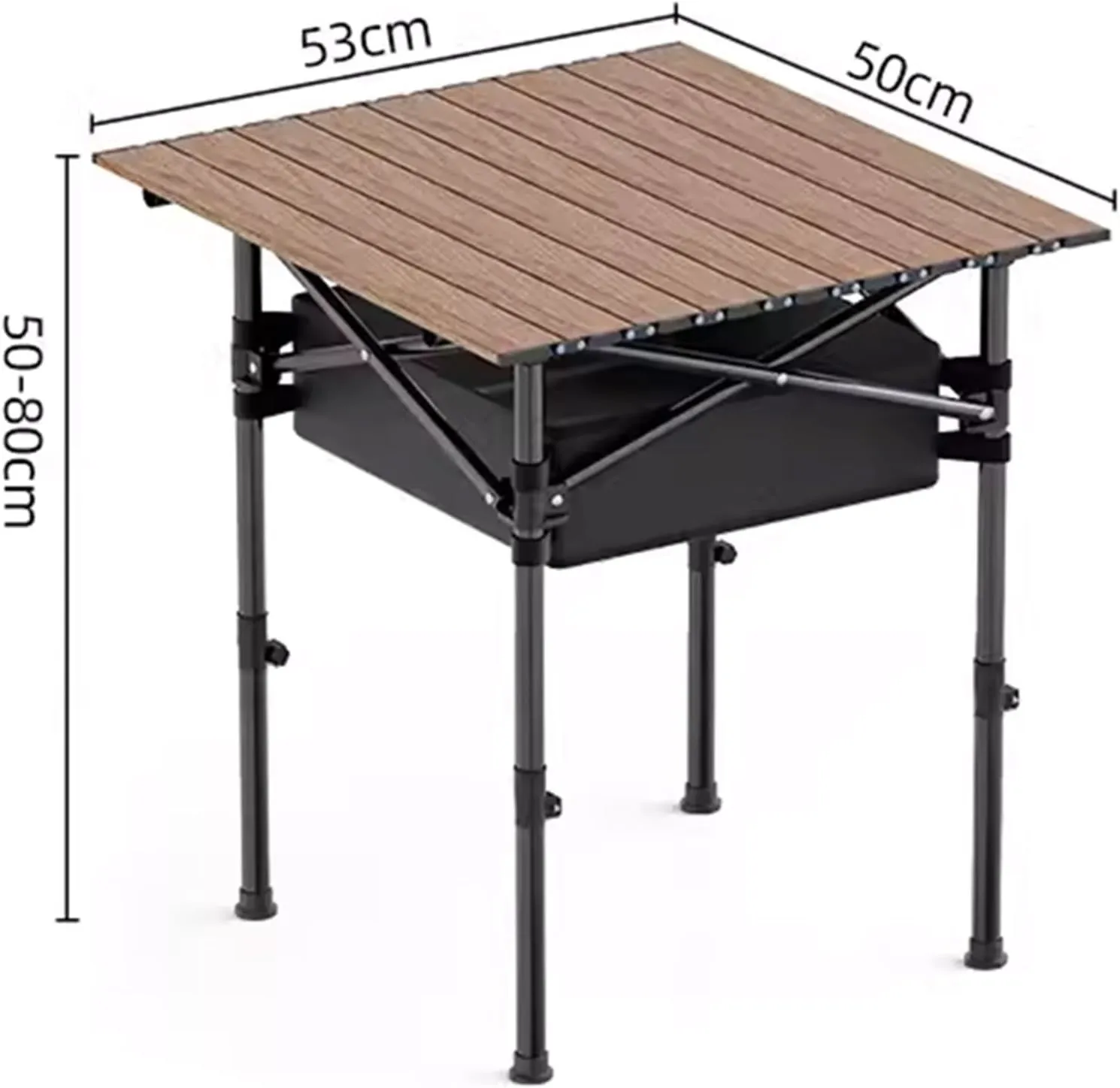 Folding Camping Table Portable Carbon Steel Folding Table, Lightweight Portable Camping Table, with Carrying Bag and Net Pockets, for Outdoor, Camping, Picnic(Black,53 * 50 * 80cm)