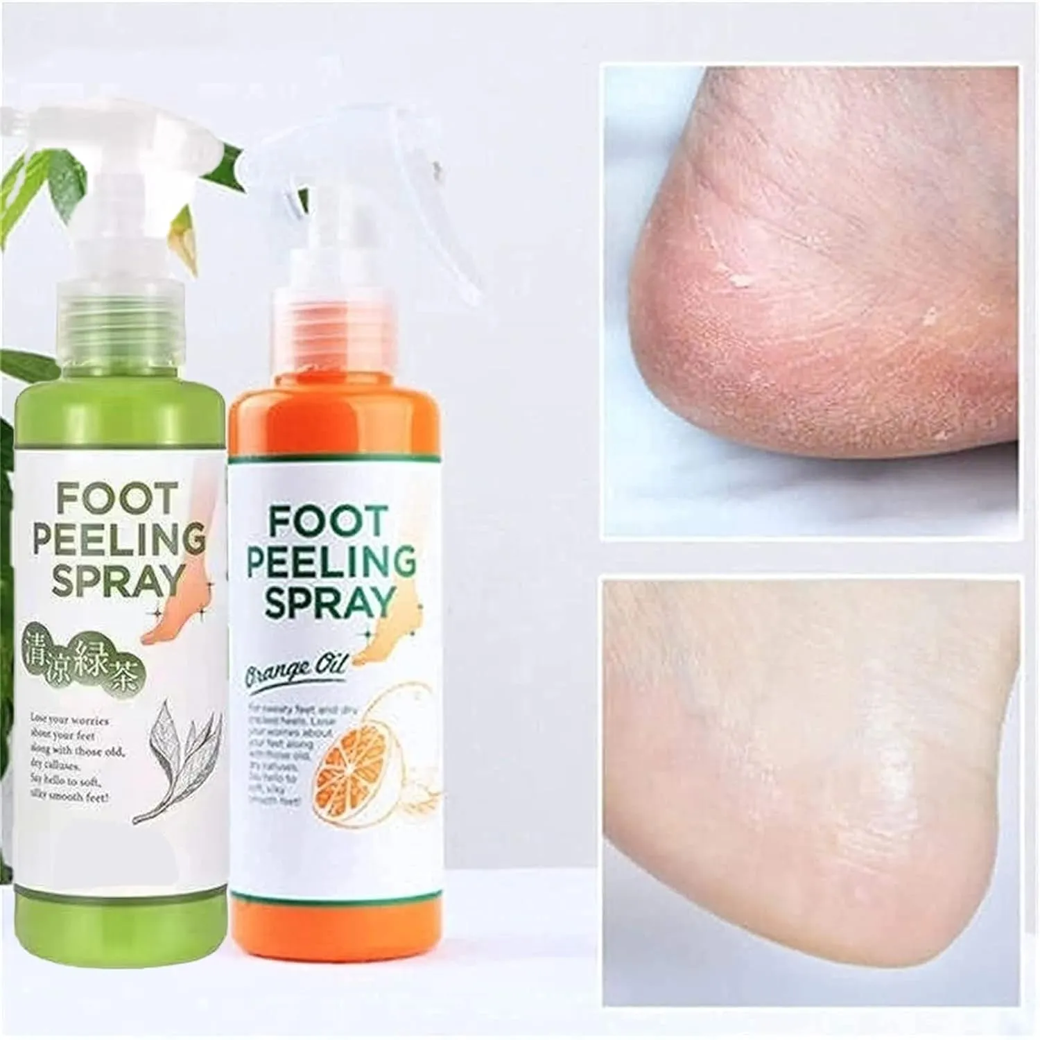 Foot Peeling Spray Orange Oil,Foot Peeling Spray That Remove Dead Skin,Remove Dead Skin within Seconds,Hydrating Nourish Peel Off Spray,Exfoliating Peeling & Calluses on Feet 110 ML (Green Orange)
