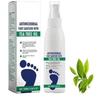 Foot Sanitizer Spray with Tea Tree Oil,Foot care agent,Natural Tea Tree Oil Foot Fresh Mist,Clear Foot Sanitizer Spray (1PCS)