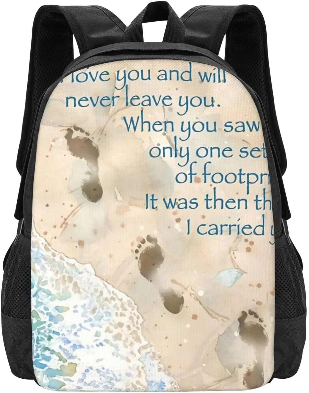 Footprints In The Sand With Quote Lightweight Packable Backpack Travel Casual Hiking Daypack Foldable Backpack For Men Women