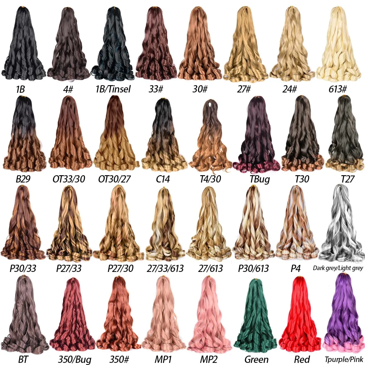 French Curl Braiding Hair 8packs Loose Wavy 30# Pre Stretched Synthetic Spiral Curly Crochet Braiding Hair 24 inch Synthetic 75g/pack French Curly Crochet Hair (24inch,8packs,30#)