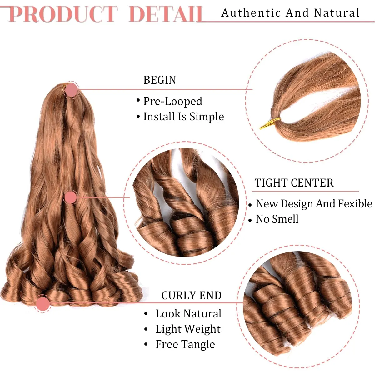 French Curl Braiding Hair 8packs Loose Wavy 30# Pre Stretched Synthetic Spiral Curly Crochet Braiding Hair 24 inch Synthetic 75g/pack French Curly Crochet Hair (24inch,8packs,30#)