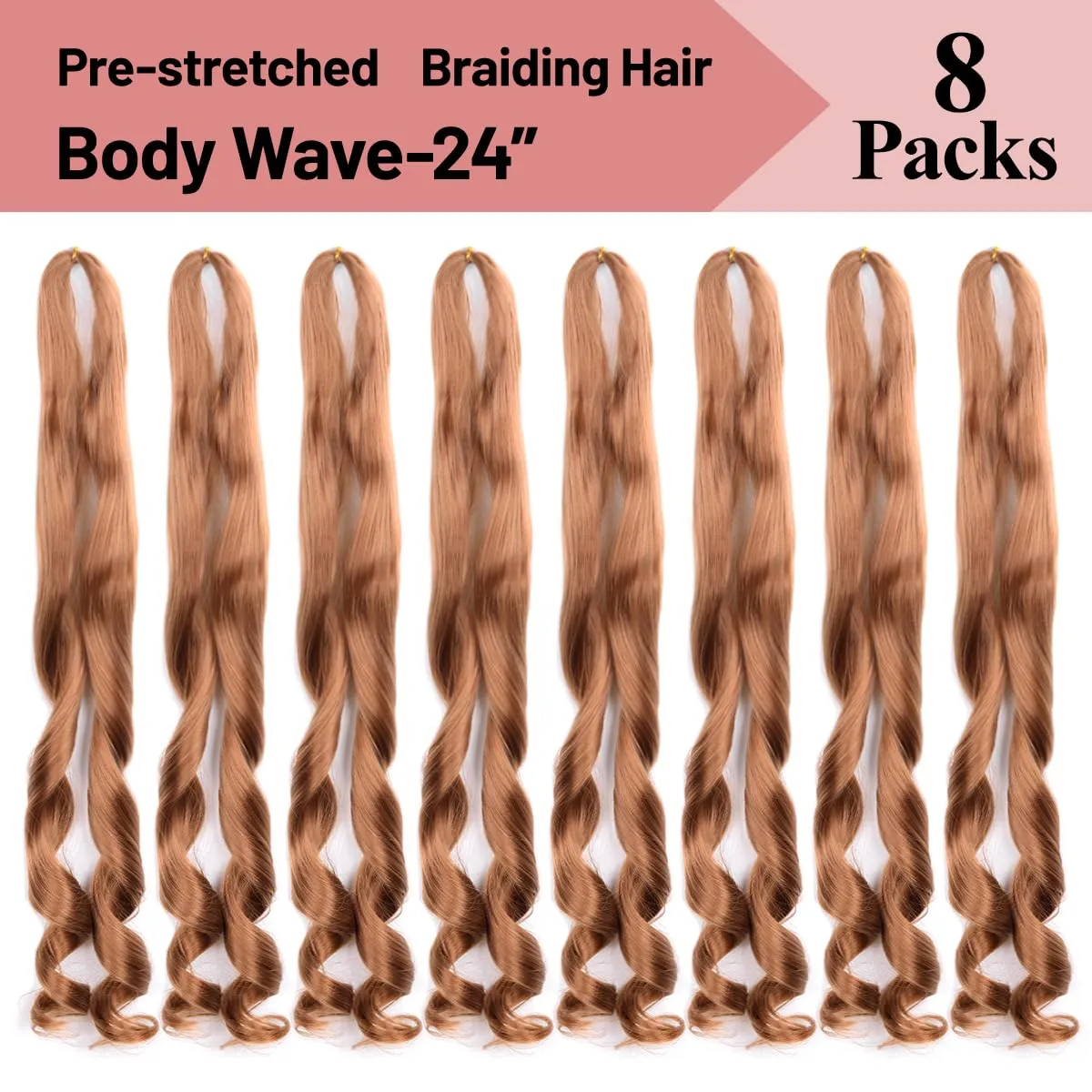 French Curl Braiding Hair 8packs Loose Wavy 30# Pre Stretched Synthetic Spiral Curly Crochet Braiding Hair 24 inch Synthetic 75g/pack French Curly Crochet Hair (24inch,8packs,30#)