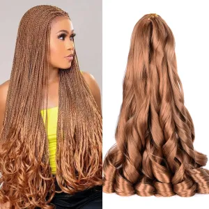 French Curl Braiding Hair 8packs Loose Wavy 30# Pre Stretched Synthetic Spiral Curly Crochet Braiding Hair 24 inch Synthetic 75g/pack French Curly Crochet Hair (24inch,8packs,30#)