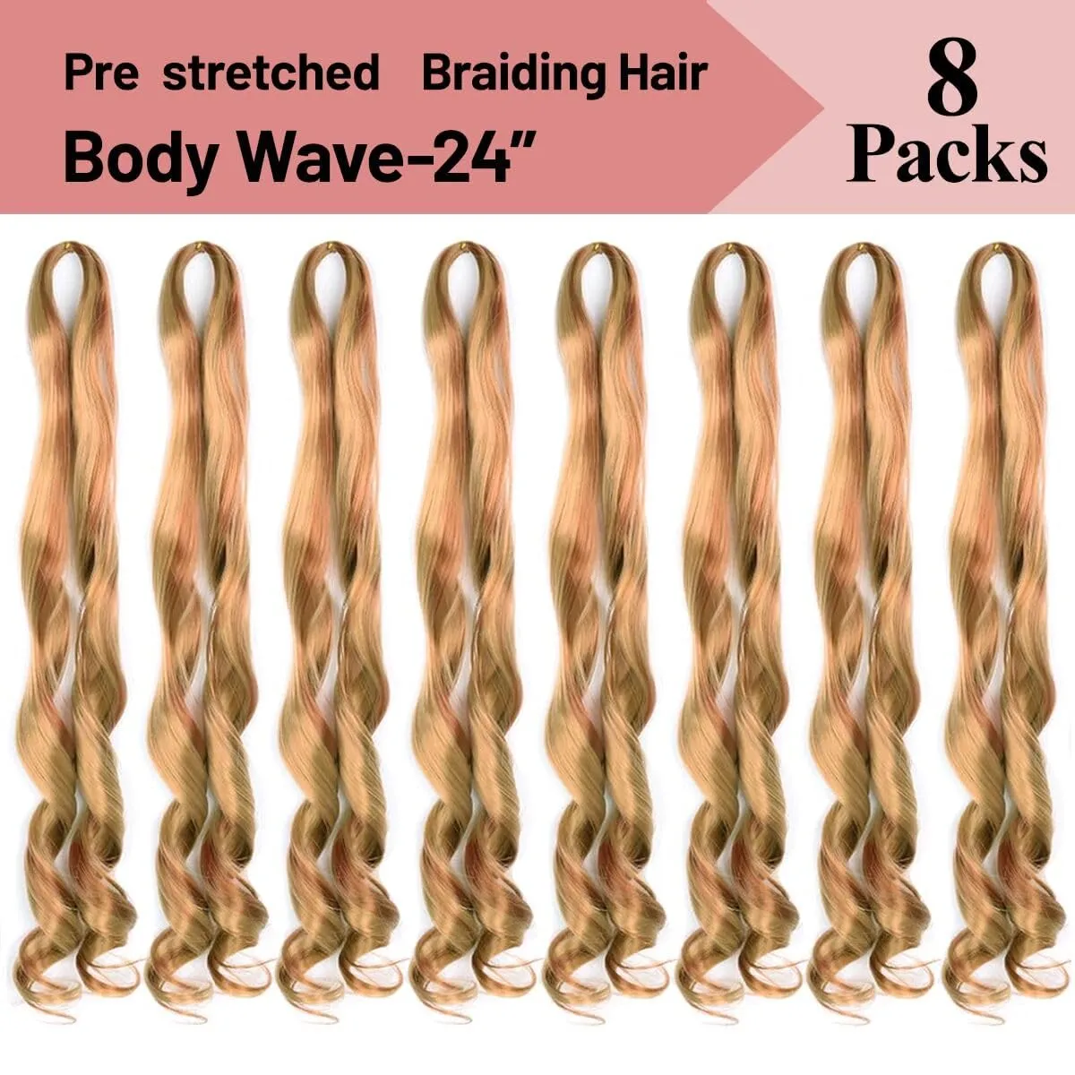 French Curly Braiding Hair for Box Braids P27/30 Loose Wave Braiding Hair 8 Packs 24 Inch 75G/Pack Spanish Curly Synthetic Spiral Curl Silky Braiding Hair Extensions (24 Inch,8 Packs,P27/30)