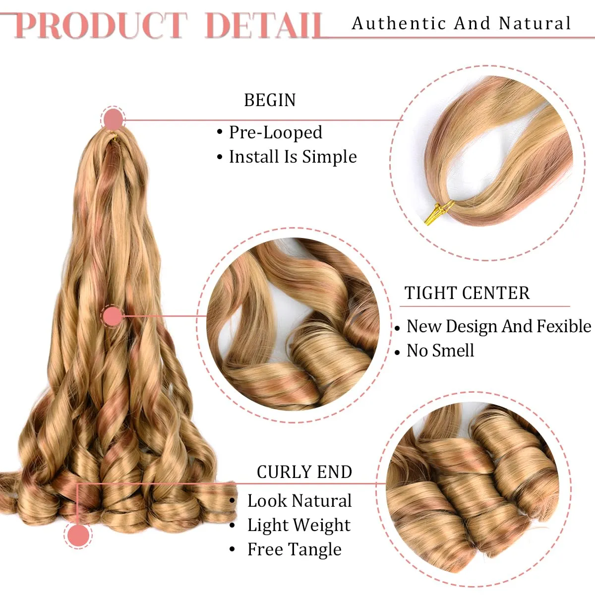 French Curly Braiding Hair for Box Braids P27/30 Loose Wave Braiding Hair 8 Packs 24 Inch 75G/Pack Spanish Curly Synthetic Spiral Curl Silky Braiding Hair Extensions (24 Inch,8 Packs,P27/30)