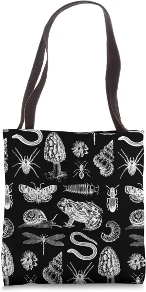 Frog Mushroom Snail Moth Insect Vintage Biology Goblincore Tote Bag