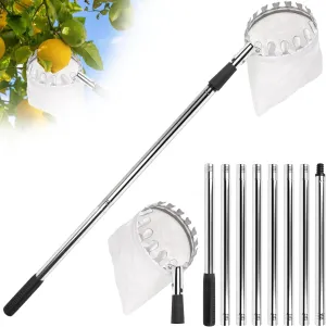 Fruit Picker Pole with Basket Telescoping -Adjustable 11.5FT Apple Picker Pole with Big Non-Woven Basket Fruits Catcher for Apples, Mango, Lemon, Orange - Easy to Assemble and Store