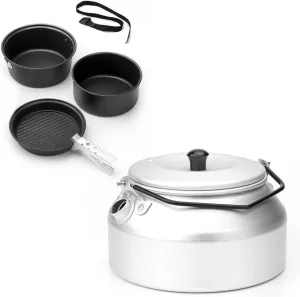 Frying Pan Cooking Pots Pans Kettle Set Lightweight Portable CamCookware MKit for CamHiking Picnic