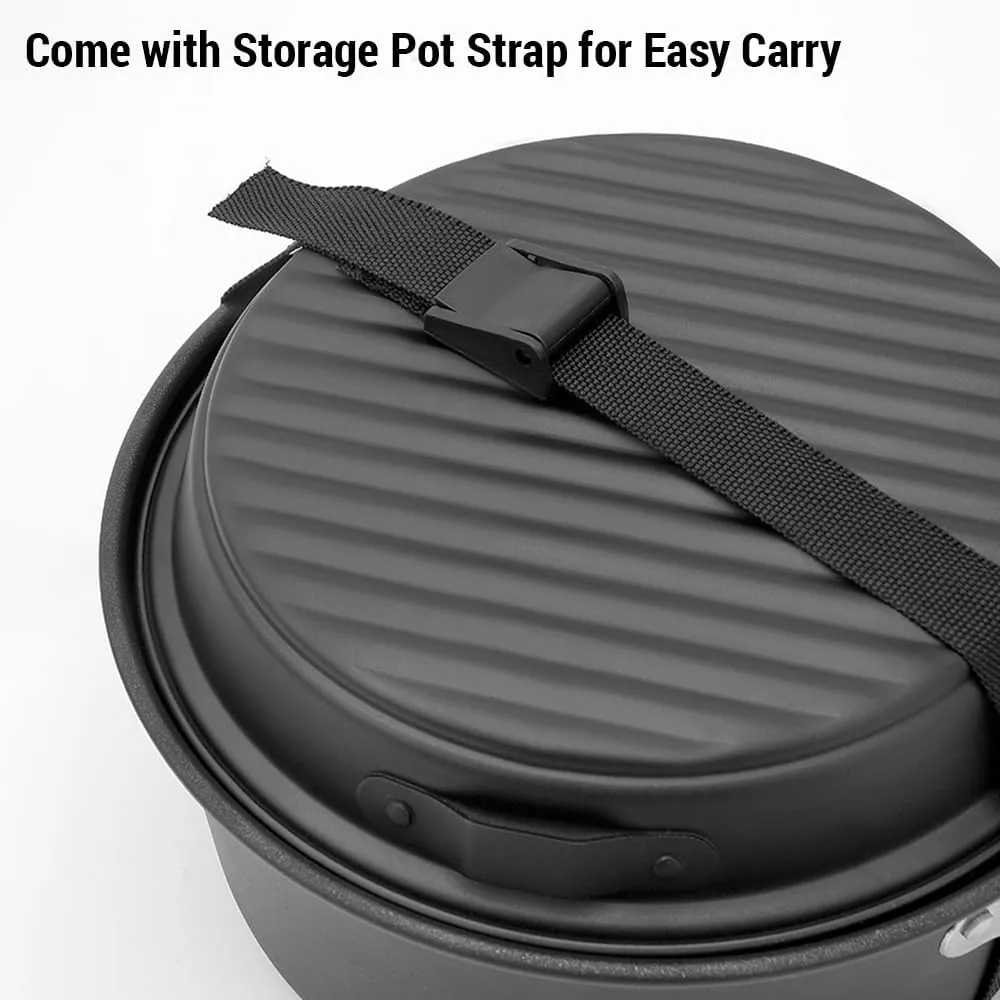 Frying Pan Cooking Pots Pans Kettle Set Lightweight Portable CamCookware MKit for CamHiking Picnic