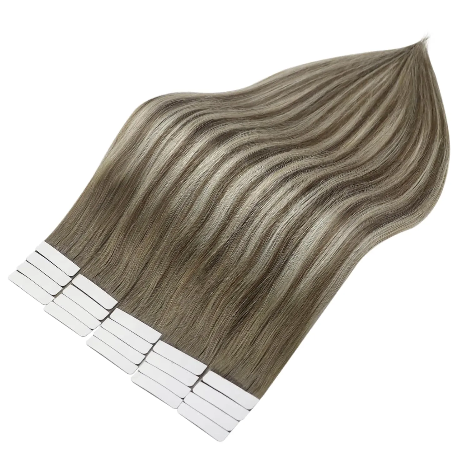 Full Shine Invisible Tape in Hair Extensions Balayage Brown and Blonde 7/1000/7 Seamless Hair Extensions Tape in Straight Tape in Human Hair Extensions 22 Inch 50G Skin Weft Tapes Extensions 20 Pcs