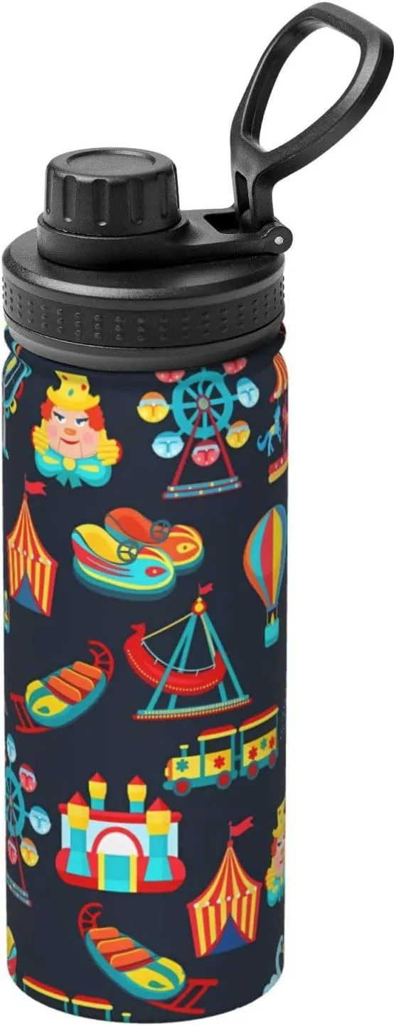 Funny Amusement Park Sports Water Bottle 18 Oz Stainless Steel Sports Insulated Kettle for Travel Outdoor Gym