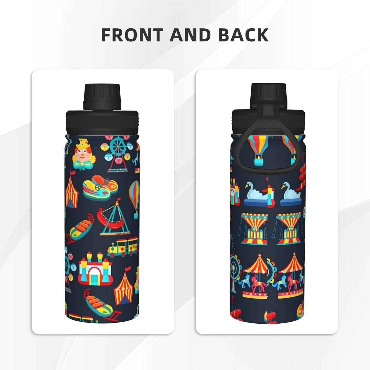 Funny Amusement Park Sports Water Bottle 18 Oz Stainless Steel Sports Insulated Kettle for Travel Outdoor Gym