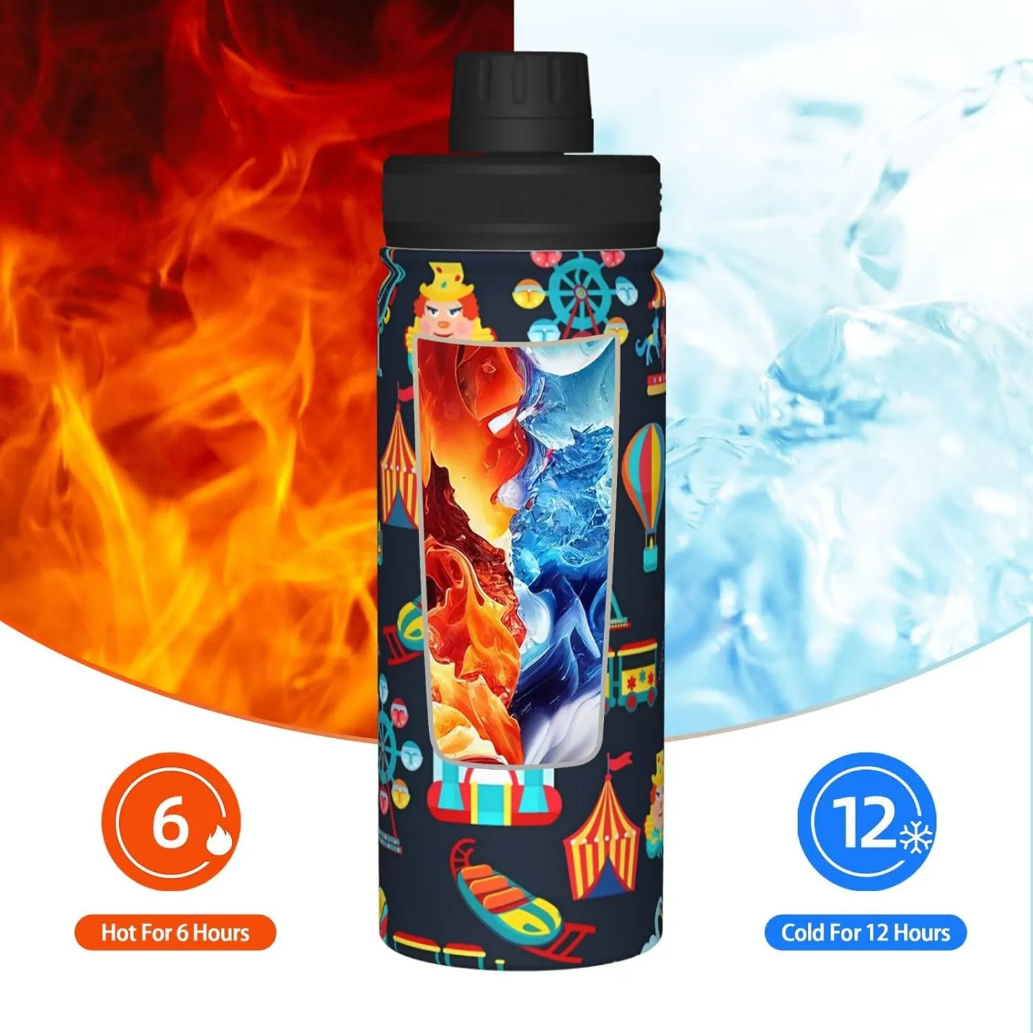 Funny Amusement Park Sports Water Bottle 18 Oz Stainless Steel Sports Insulated Kettle for Travel Outdoor Gym