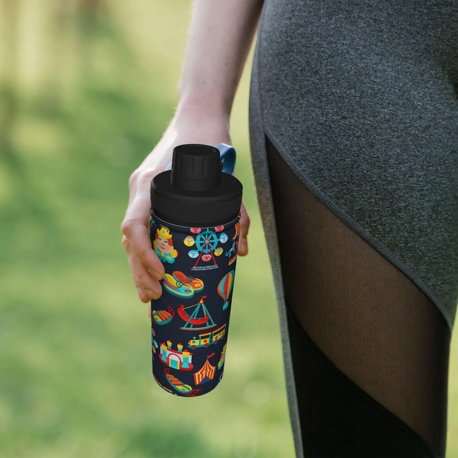 Funny Amusement Park Sports Water Bottle 18 Oz Stainless Steel Sports Insulated Kettle for Travel Outdoor Gym