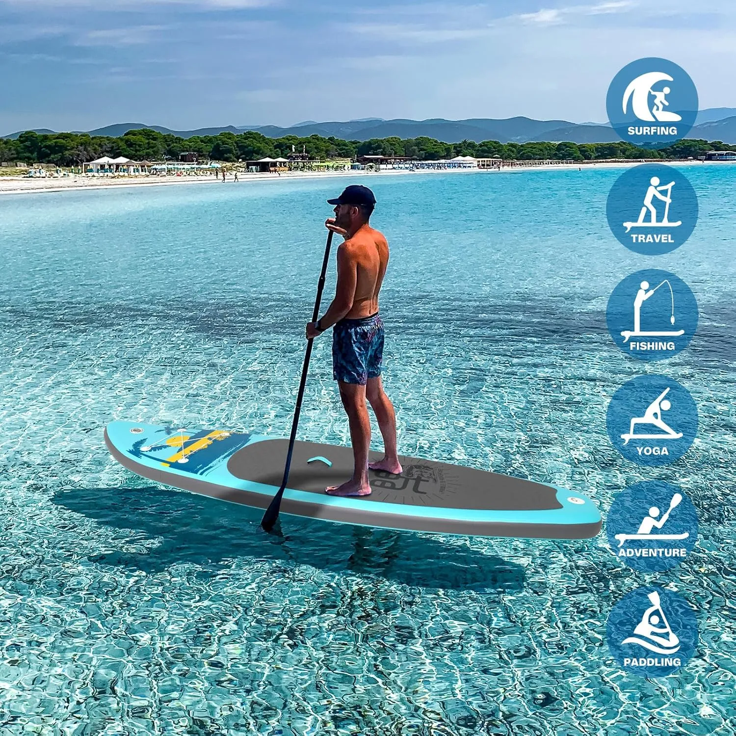 FunWater Inflatable Stand Up Paddle Board with Premium SUP Paddleboard Accessories, Anti-Slip EVA Deck, 11'/10'6'' Paddle Boards for Adults & Youth of All Skill Levels