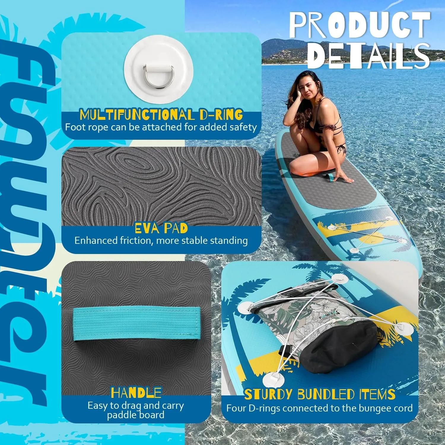 FunWater Inflatable Stand Up Paddle Board with Premium SUP Paddleboard Accessories, Anti-Slip EVA Deck, 11'/10'6'' Paddle Boards for Adults & Youth of All Skill Levels