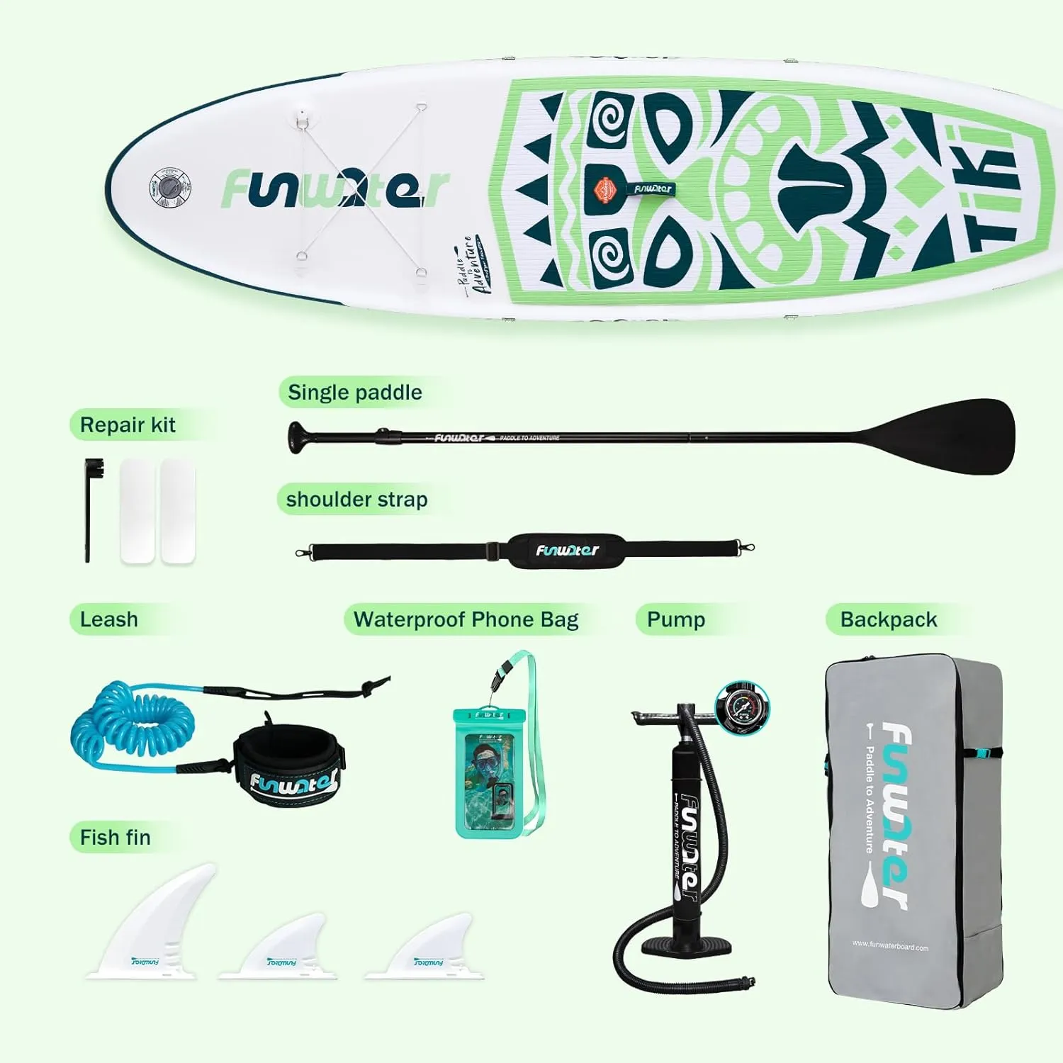 FunWater Inflatable Stand Up Paddle Board with Premium SUP Paddleboard Accessories, Wide Stable Anti-Slip EVA Deck, Paddle Boards for Adults & Youth of All Skill Levels