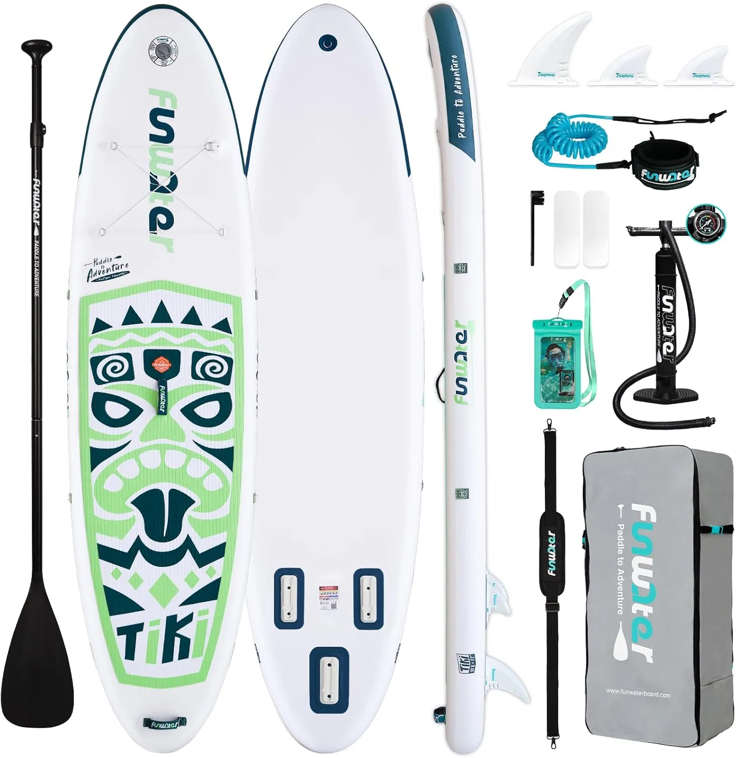 FunWater Inflatable Stand Up Paddle Board with Premium SUP Paddleboard Accessories, Wide Stable Anti-Slip EVA Deck, Paddle Boards for Adults & Youth of All Skill Levels